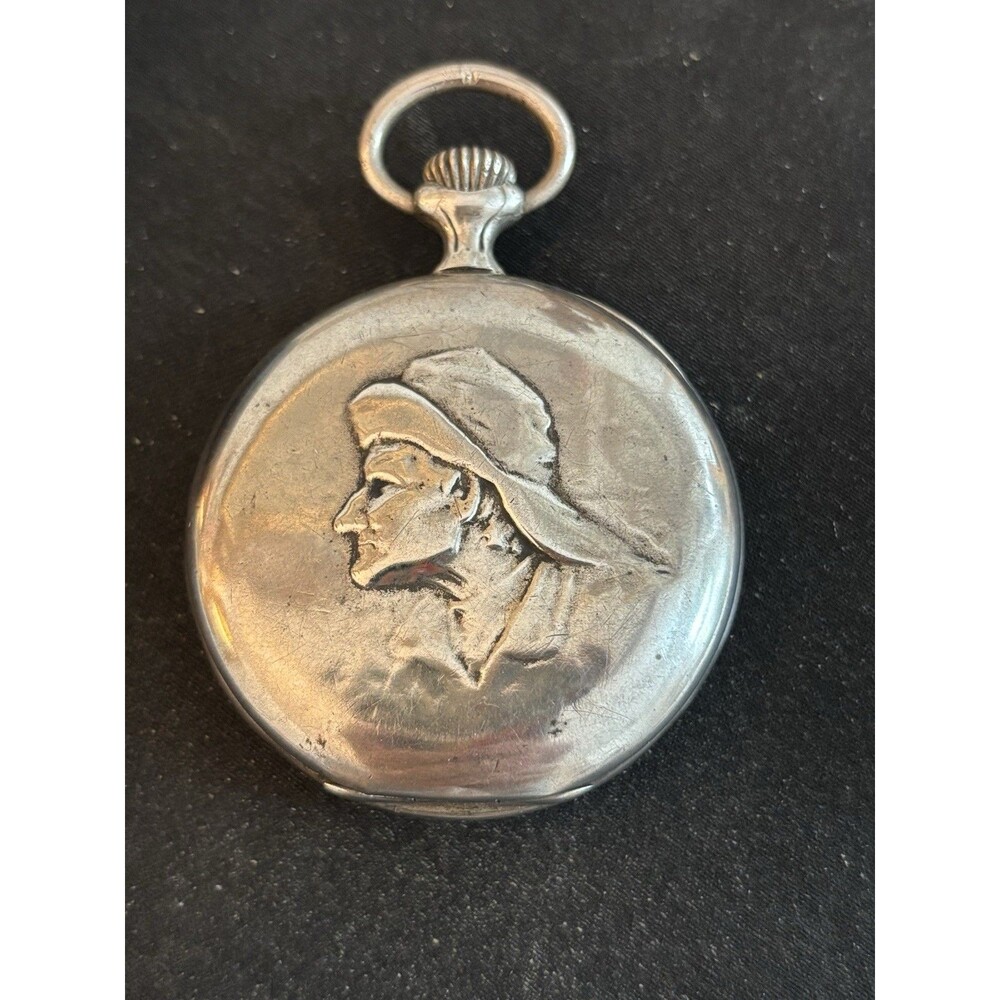 NON-WORKING Antique 1906 Doxa .800 Silver Pocket Watch Fisherman